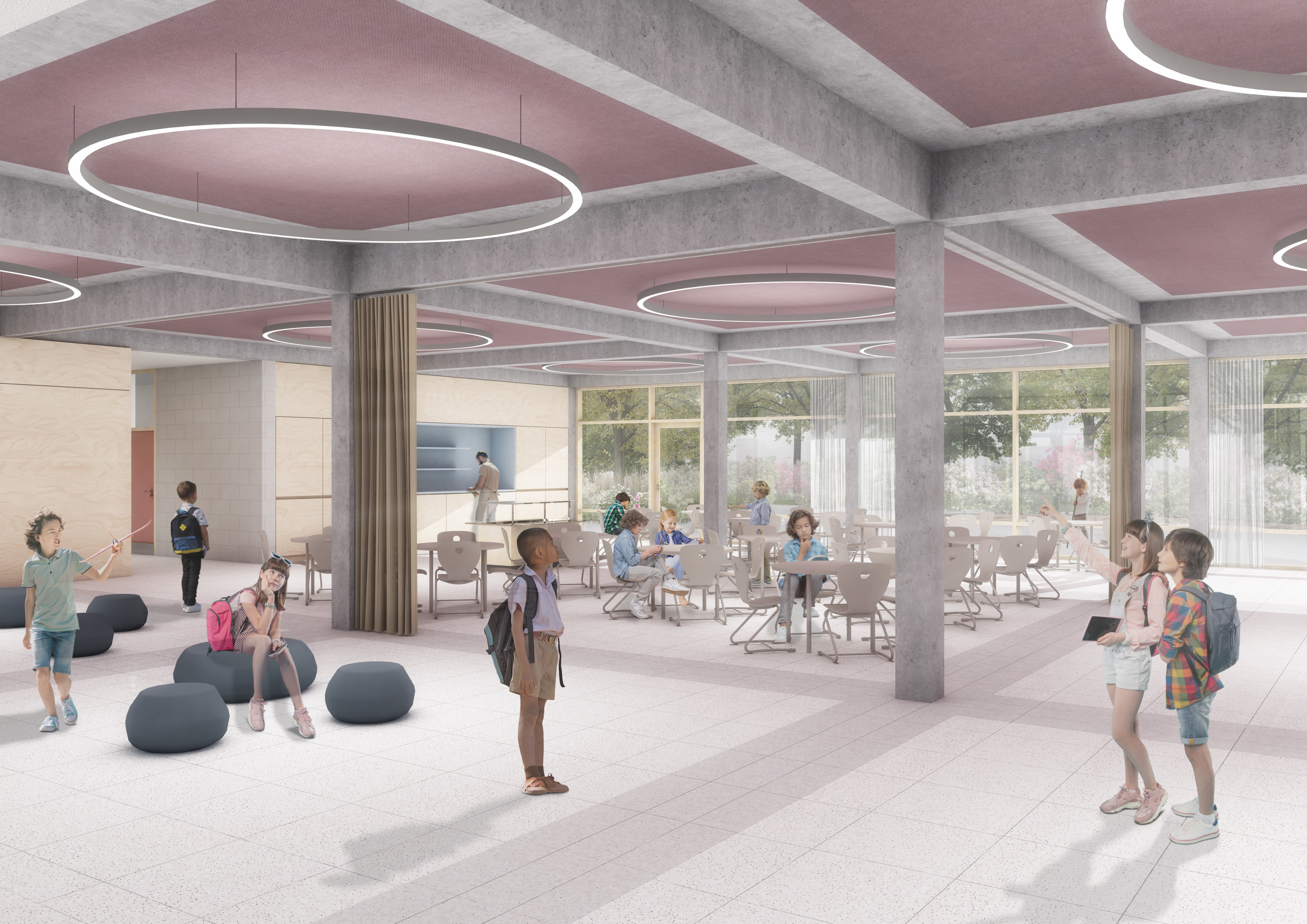 Aula (Visualisierung: dreiplus Architekten)